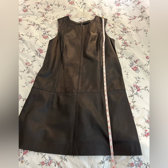 BNWT-Danier blk leather shift dress natural leather markings lined sz 8 - Picture 6 of 7